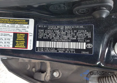 2013 Toyota Avalon Xle Premium из США, поврежденный, VIN 4T1BK1EB7DU032747